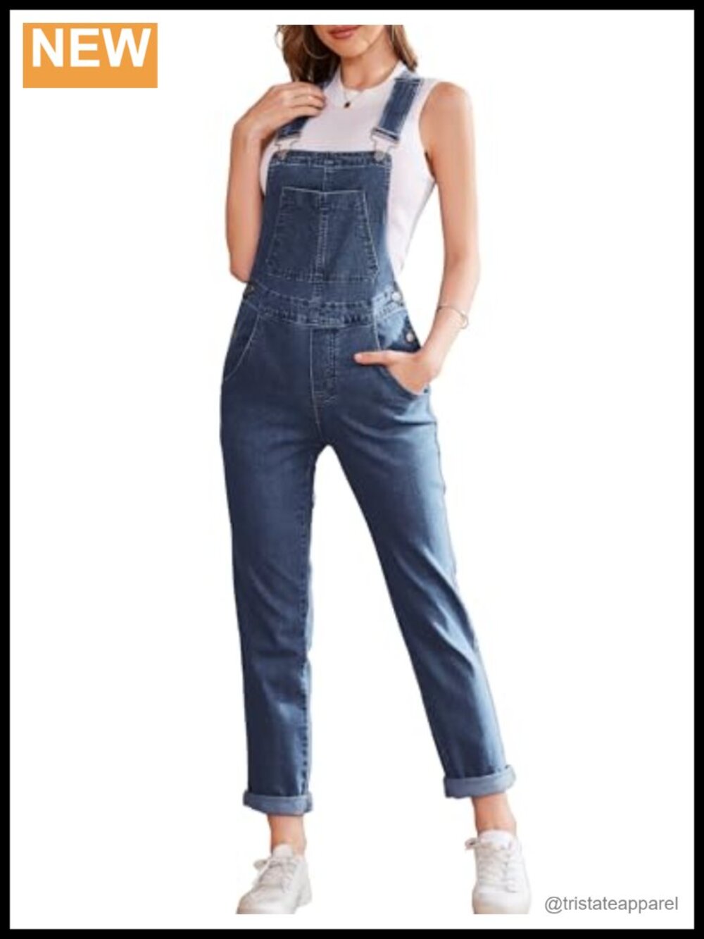 Cotton Blend Bib Overalls Adjustable Strap Jumpsuit Coveralls
